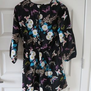 Oboe Long Sleeve Butterfly and Floral Print Romper